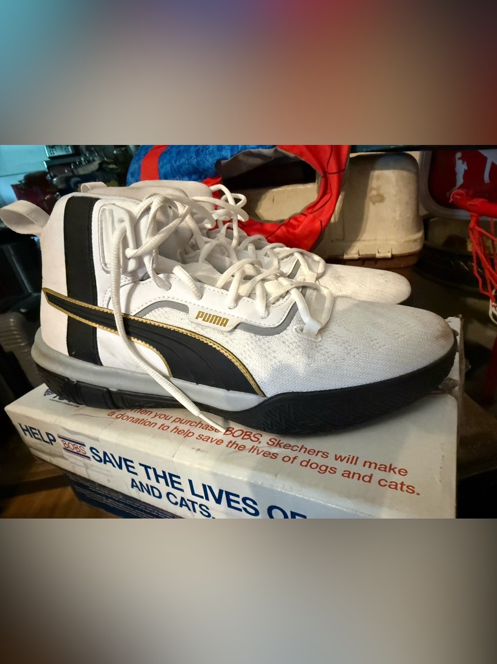 Puma Men's White, Black & Gold High-Top Sneakers
